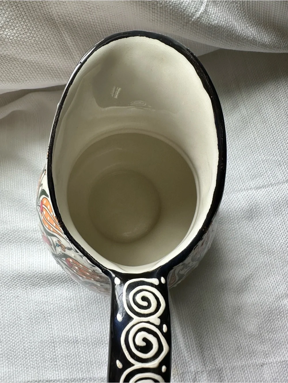 Nakkas Cini Hand Painted Turkish Ceramic Pitcher Flower Pottery Stunning
